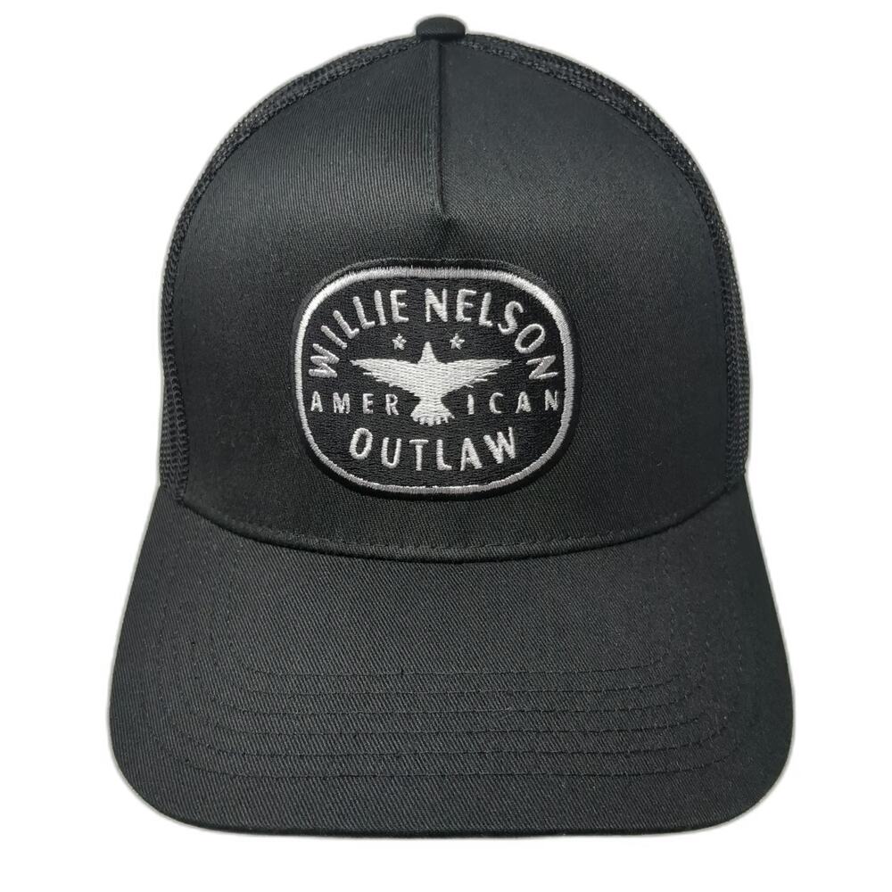 Otto Trucker Hat Black One Size Willie Nelson American Outlaw Mesh Snapback hat